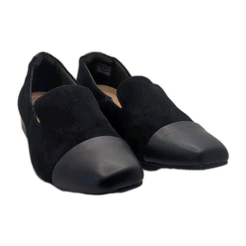 Clarks Collection Tilmont Step Flats Loafers Shoes Black Leather Size 9.5